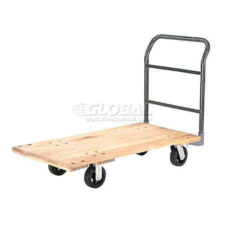 Global Industrial Platform Truck w/Hardwood Deck, 60 x 30, 2000 Lb. Capacity, 6 Rubber Casters 952518